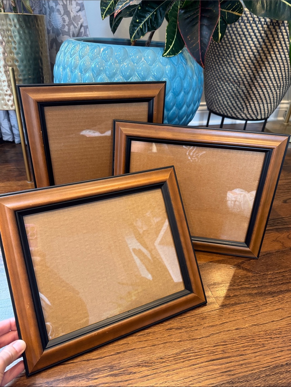 Wooden Brown and Black Picture Frame Set - 3-Pack - 2 large, 1 smaller